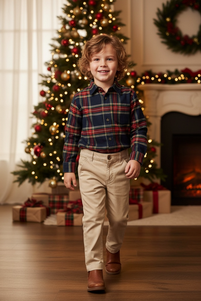 Boys khaki stretch chino pants – toddler and kids boutique chino bottoms