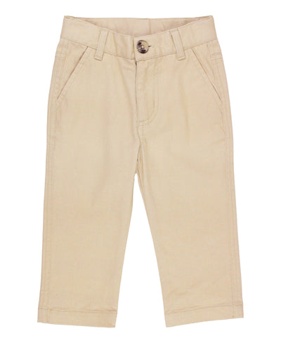 Boys khaki stretch chino pants – toddler and kids boutique chino bottoms