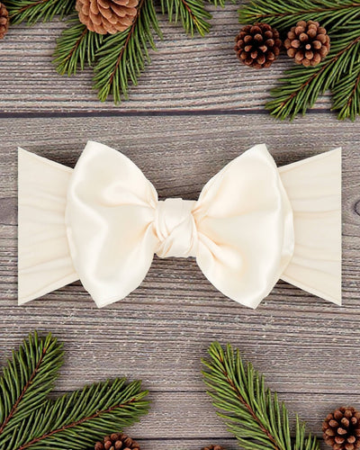 Baby oatmeal satin bow headband – Baby Bling soft nylon boutique bow