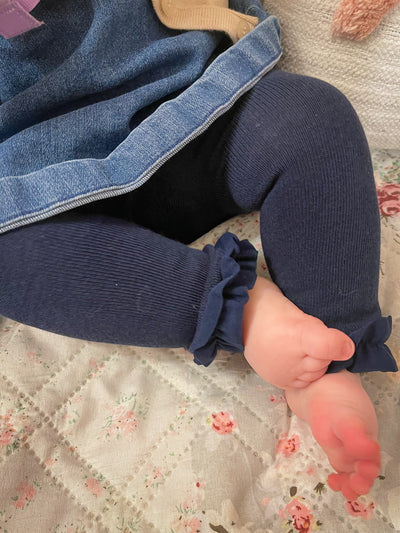 Girls dark navy footless ruffle tights – boutique children’s tights and accessories